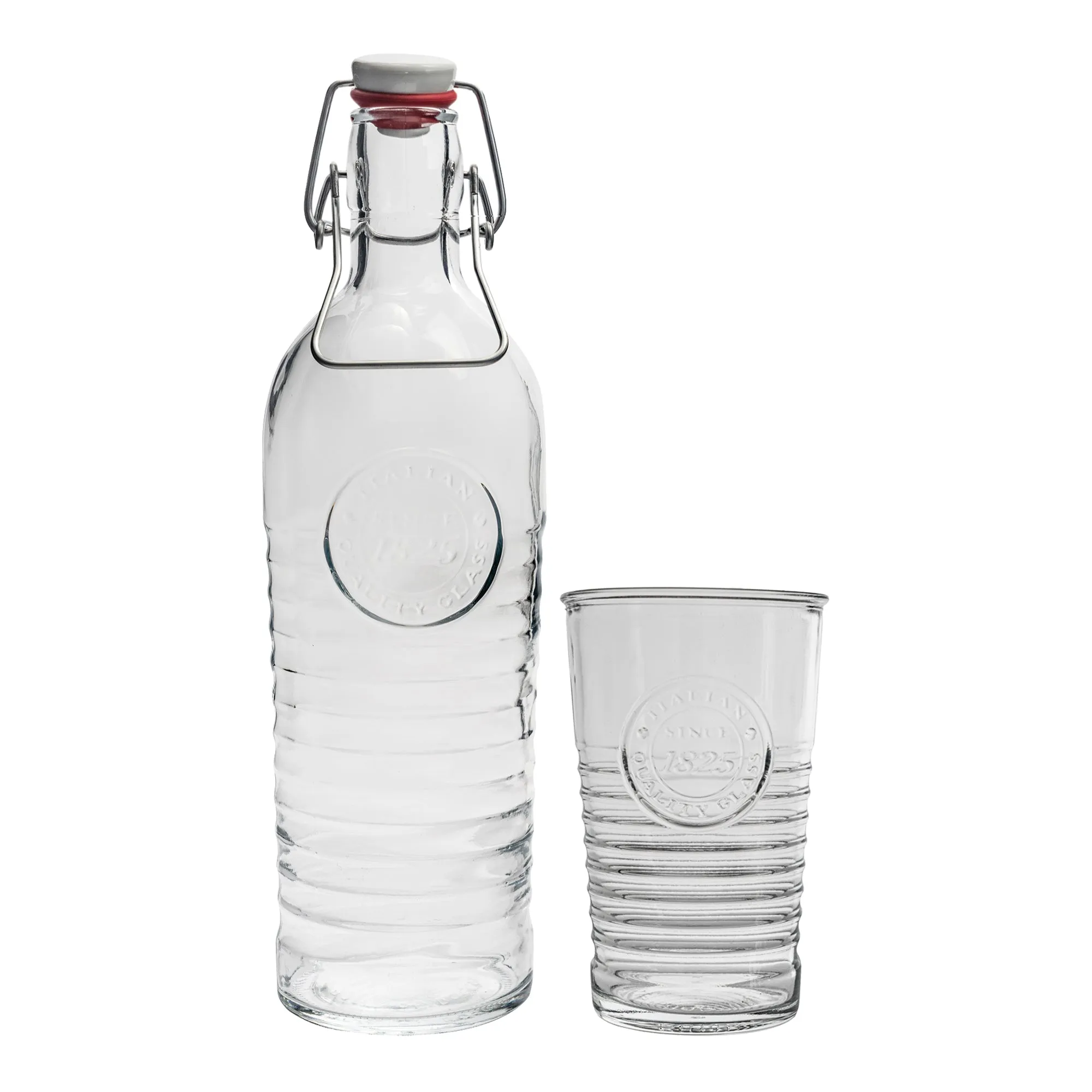 1.2L Officina 1825 Swing Top Bottle & Tumbler Glasses Set - By Bormioli Rocco