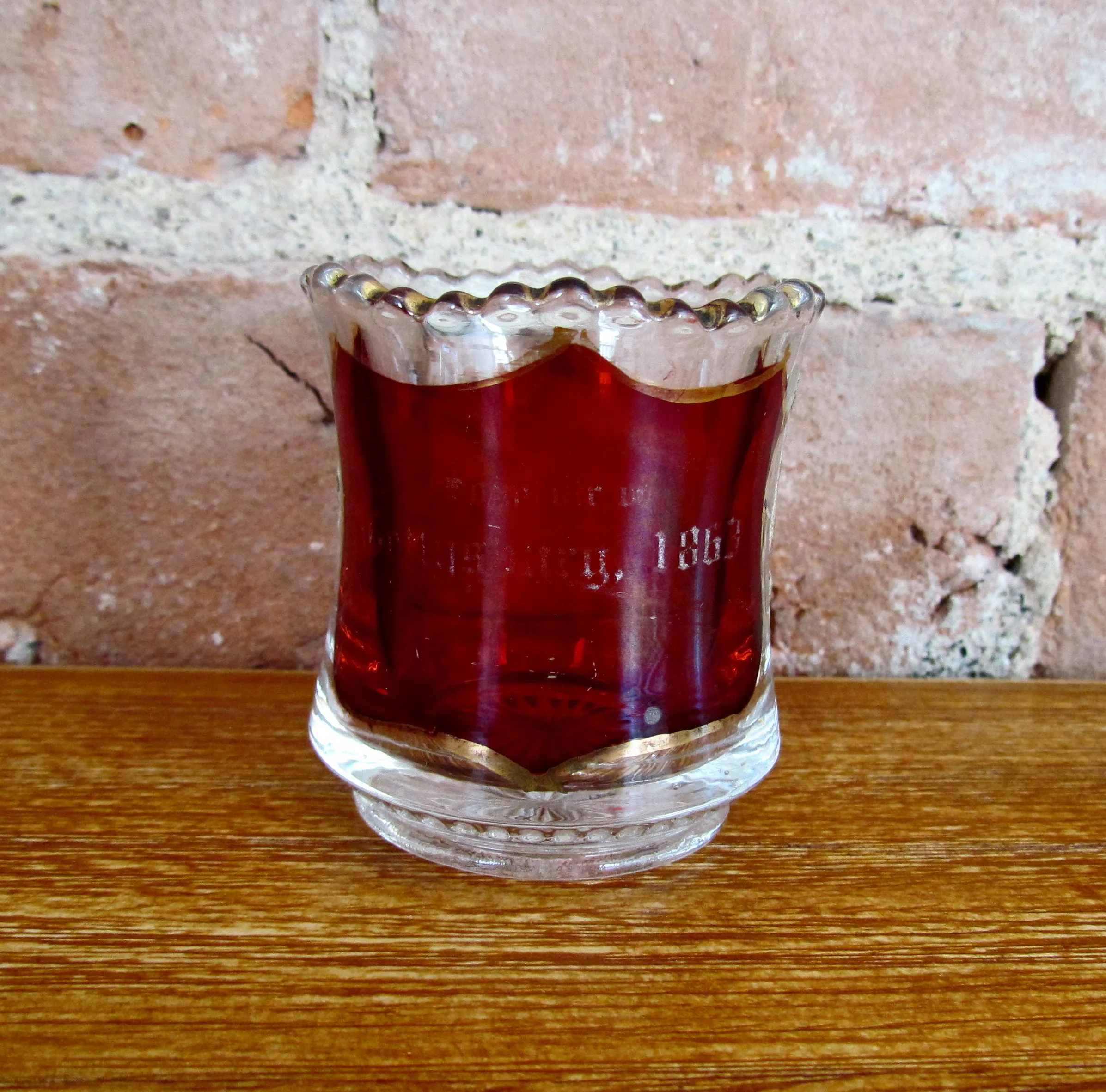 1863 Gettysburg Ruby Red Shot Glass Cordial Souvenir