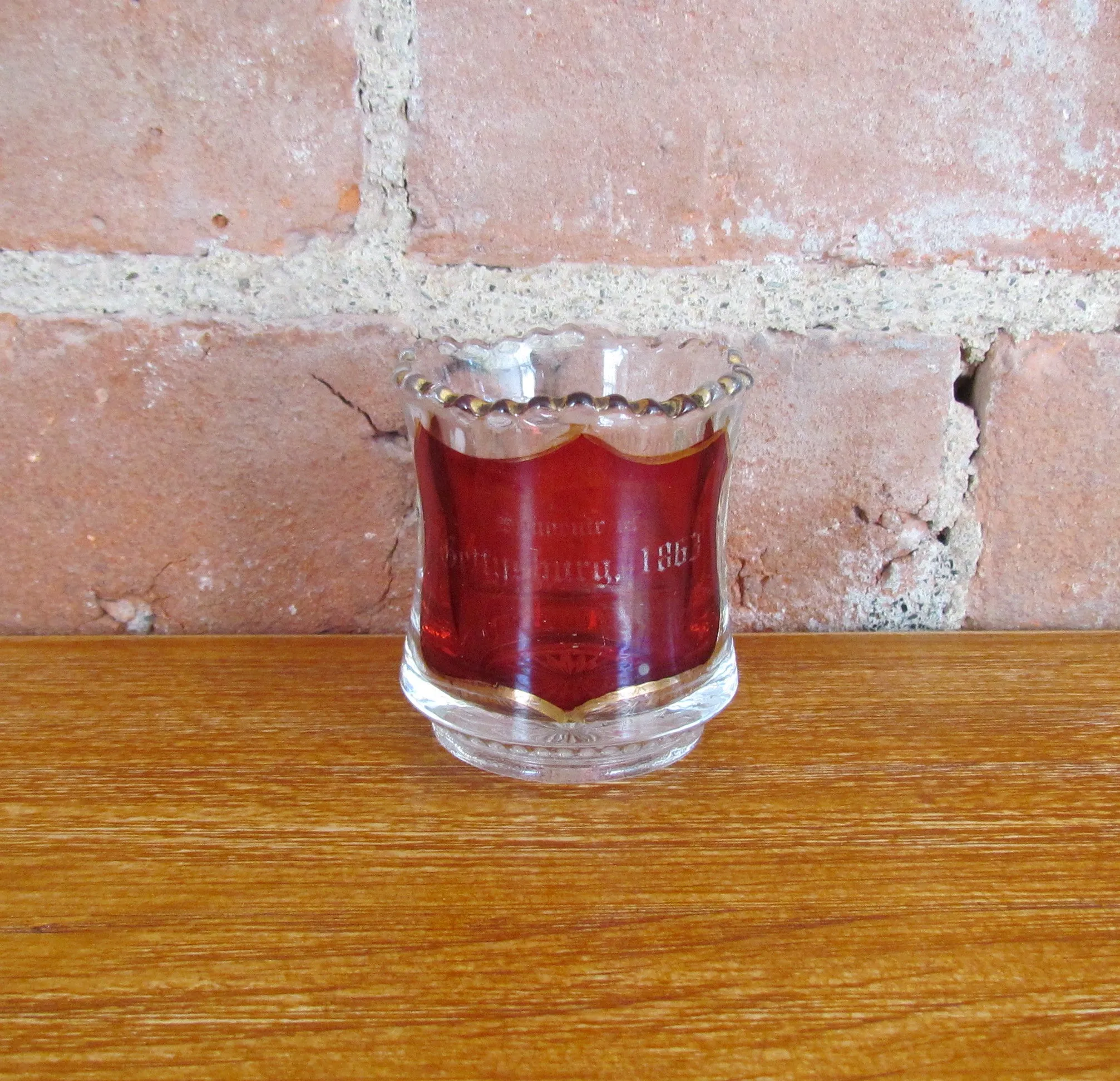 1863 Gettysburg Ruby Red Shot Glass Cordial Souvenir