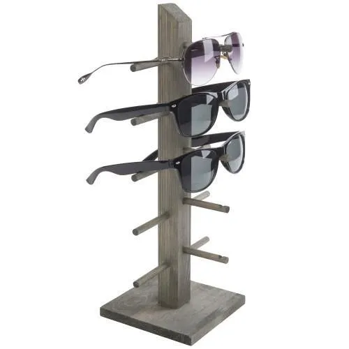 5-Pair Sunglass/Jewelry Display Stand, Gray Wood