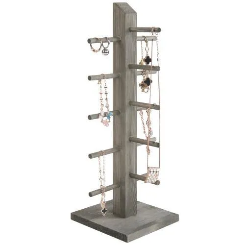 5-Pair Sunglass/Jewelry Display Stand, Gray Wood