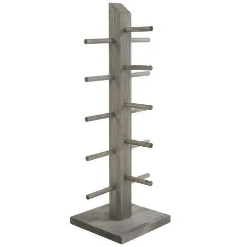 5-Pair Sunglass/Jewelry Display Stand, Gray Wood