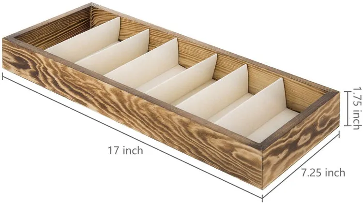 7 Compartment Modern Wood Glasses/Eyewear Storage Organizer, Open Top Watch Display Case