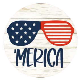 America Sunglasses USA Patriotic Sign, Door Hanger, Wreath Sign, Tray Decor