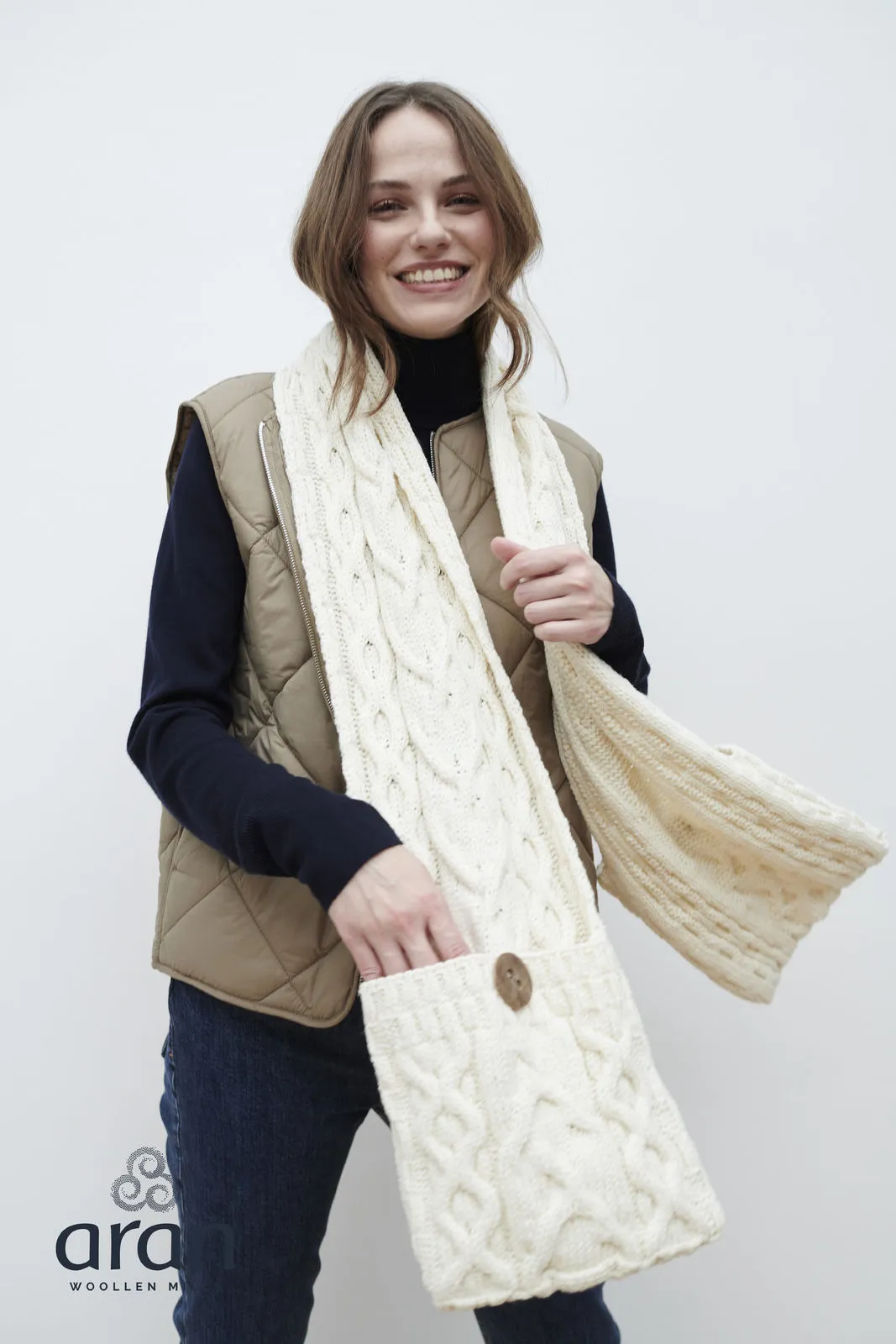 Aran Pocket Scarf | Natural