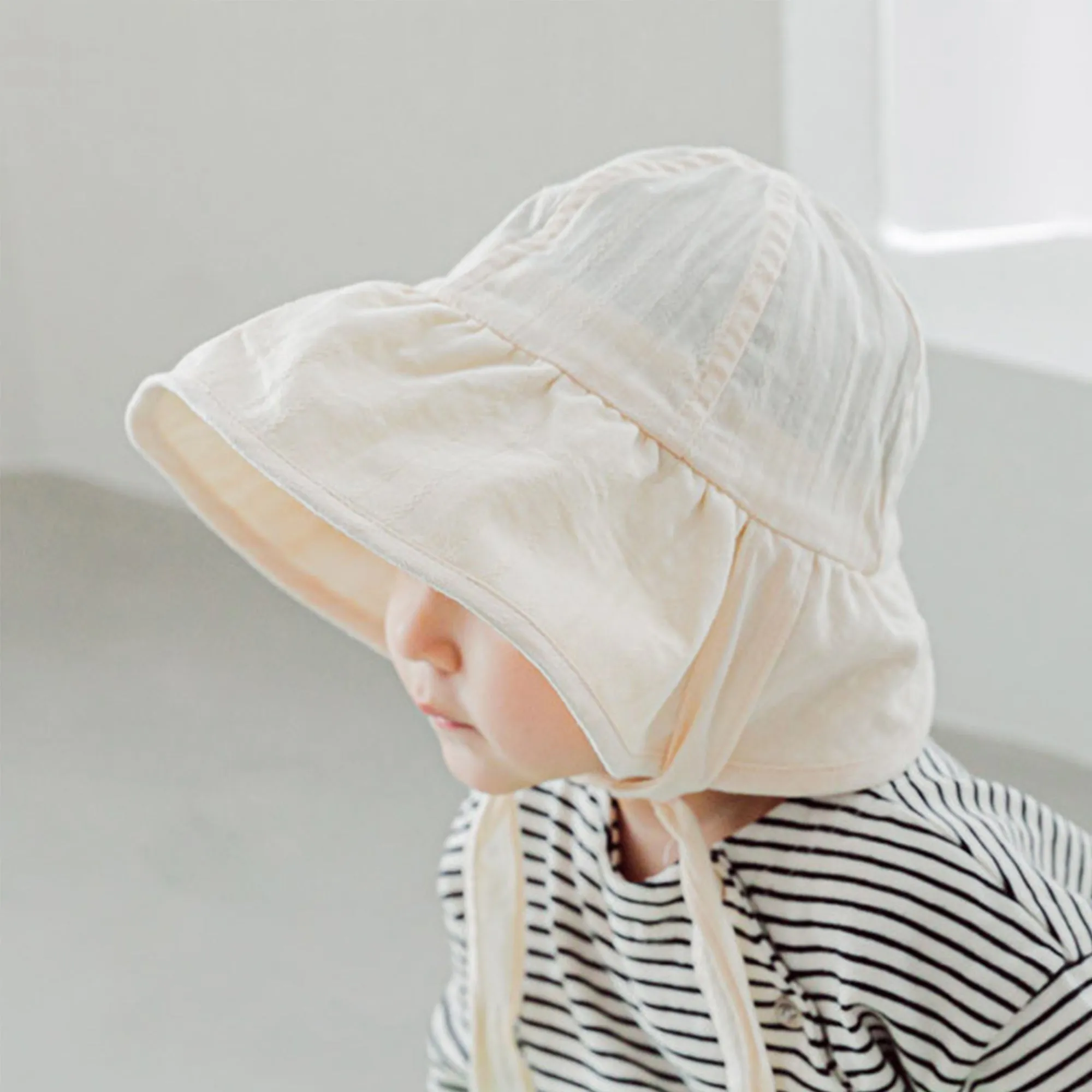 Baby Wide Brim Floppy Sun Bonnet Lacy Victorian Hat | Off White