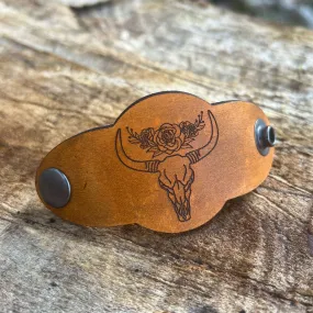 Bandana Slide - Vintage Tan Leather - Skull and Roses