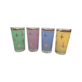 Bartlett Collins Mid-Century Atomic North Star Cocktail Glasses (Set of 4)