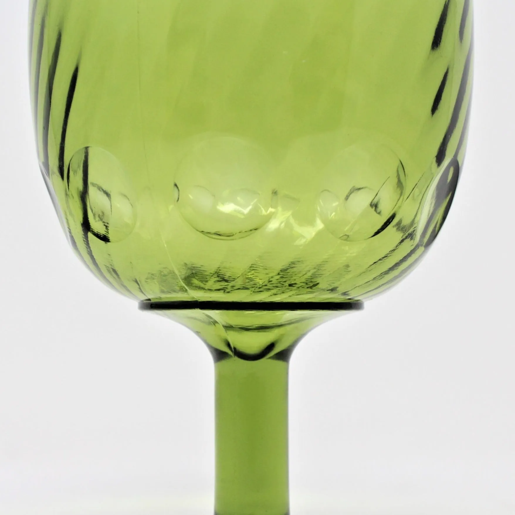 Beer Schooner, Bartlett Collins Thumbprint Swirl Green Glass, Vintage, SOLD