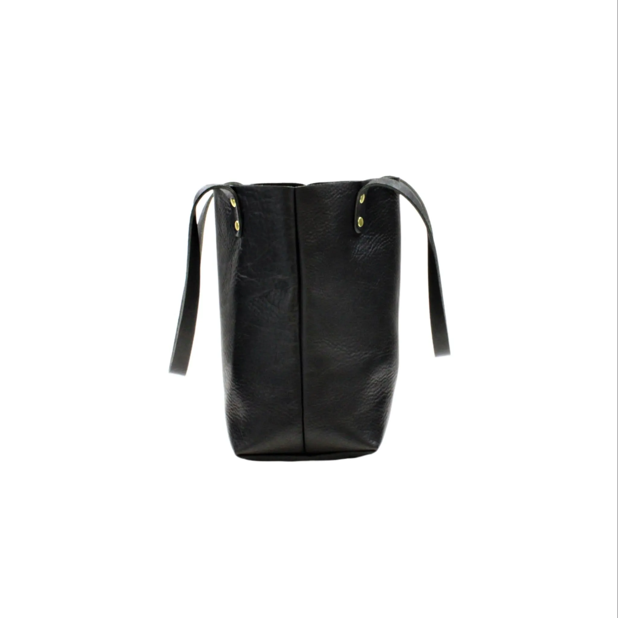 Black Leather Tote with Black Handles