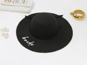 Bride, Babe Black Felt Floppy Wedding Hat