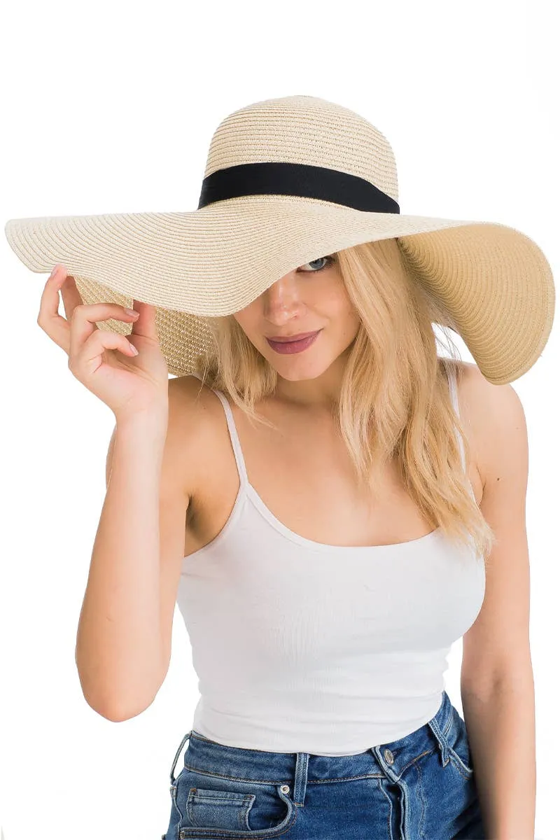 Cap Zone Black Band Wide Floppy Sun Hat