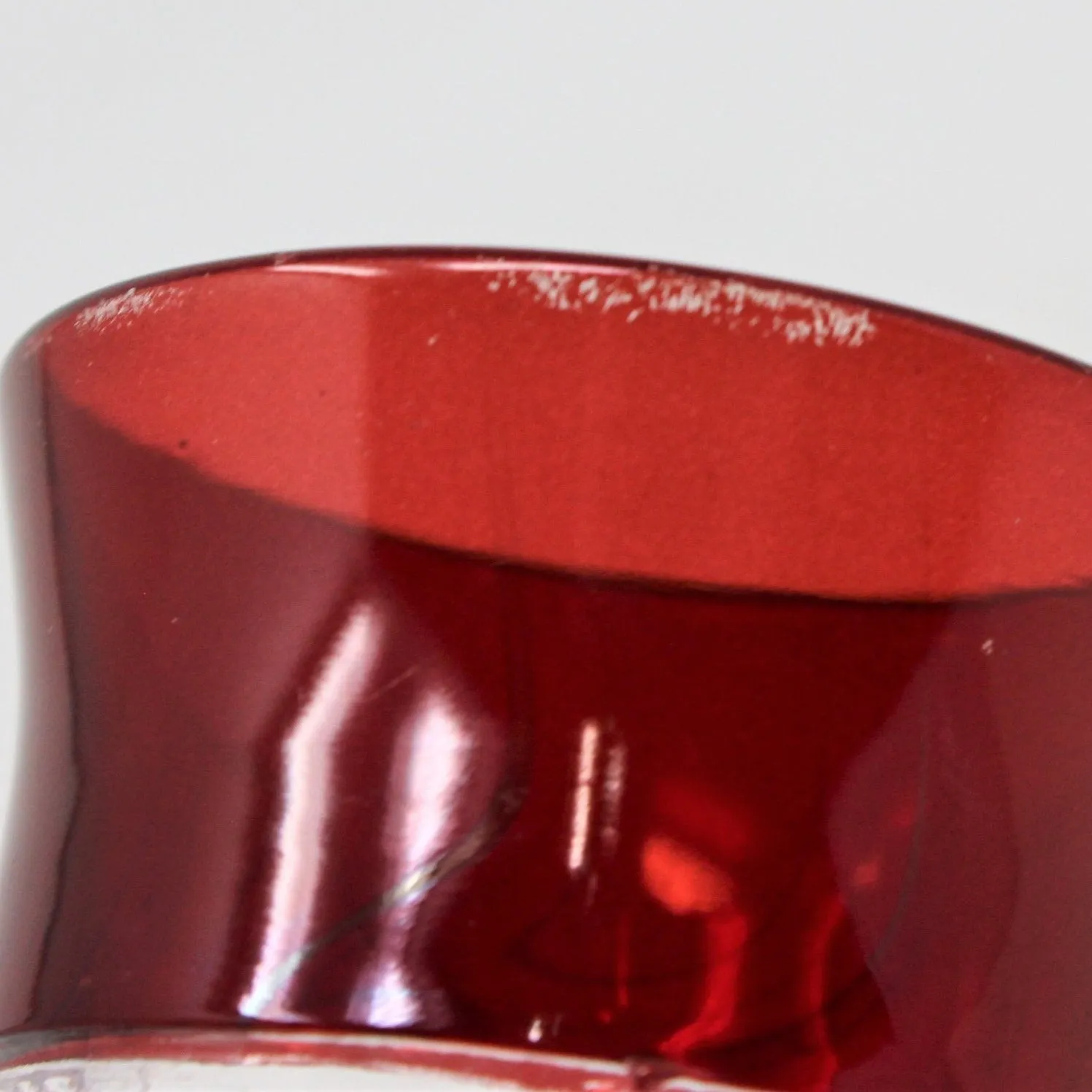 Cordial, Adams Glass, King's Crown (Thumbprint) Ruby-Flashed, Antique