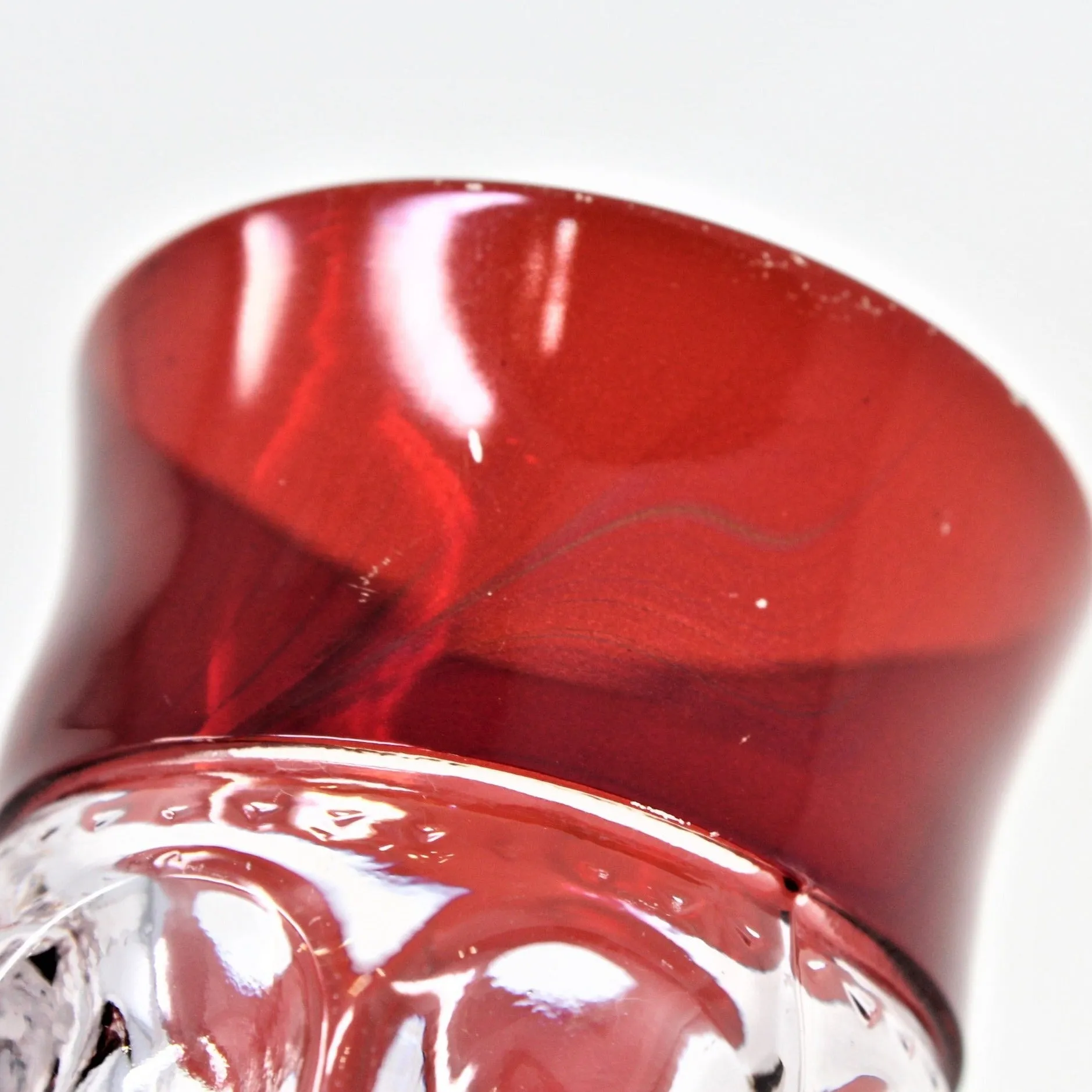 Cordial, Adams Glass, King's Crown (Thumbprint) Ruby-Flashed, Antique