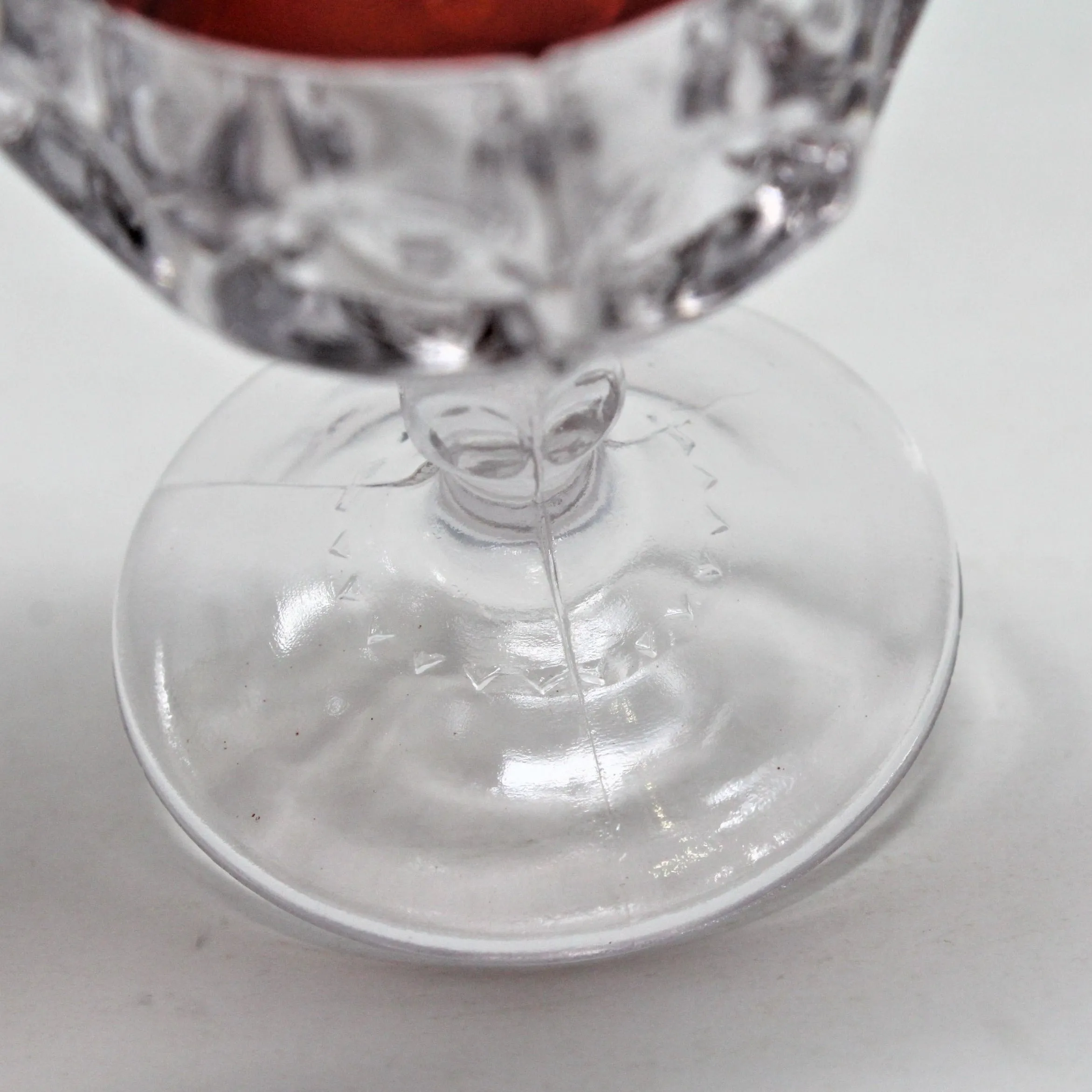 Cordial, Adams Glass, King's Crown (Thumbprint) Ruby-Flashed, Antique