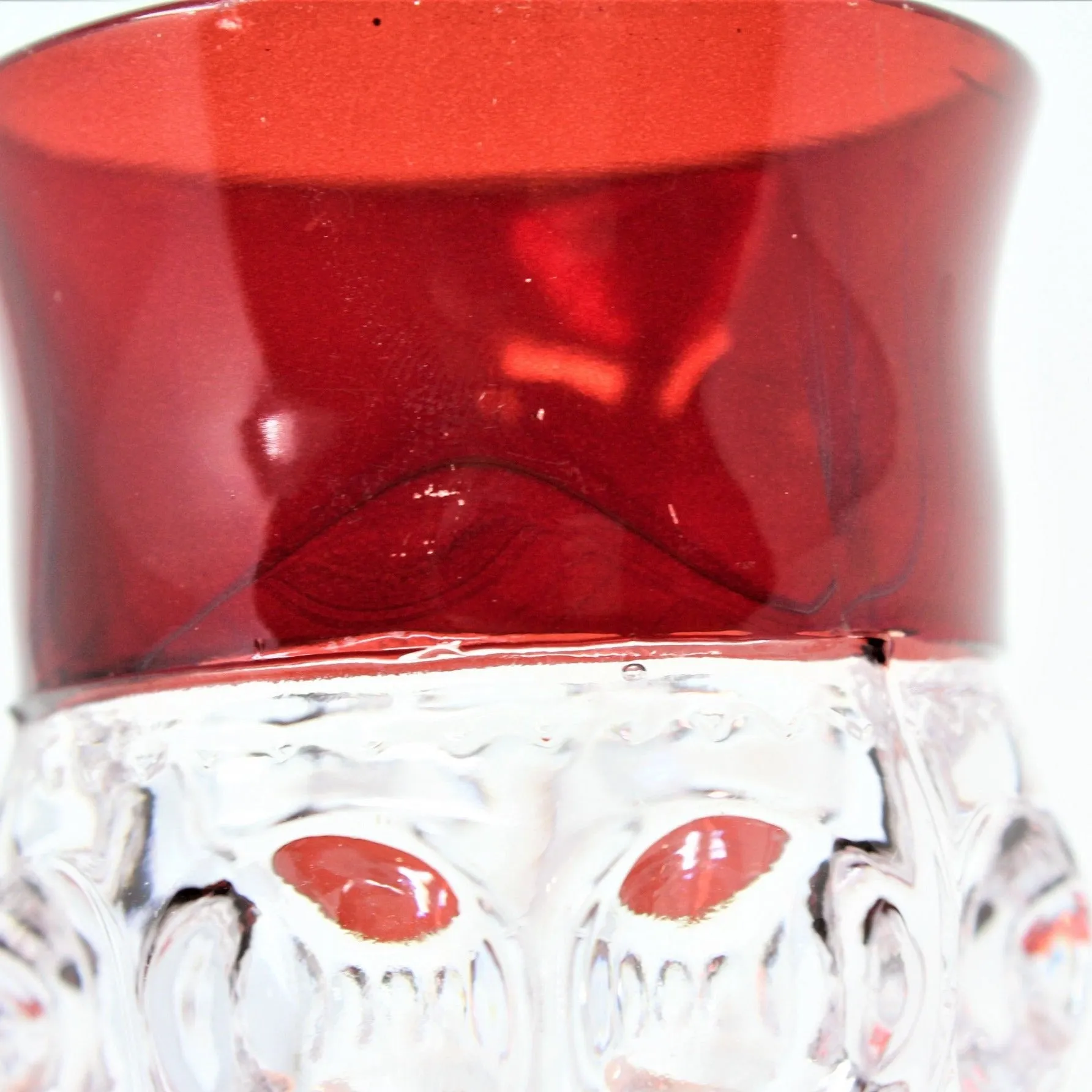 Cordial, Adams Glass, King's Crown (Thumbprint) Ruby-Flashed, Antique