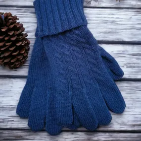 Cosy Cable Knit Gloves Navy