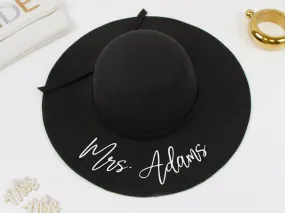 Custom (Last Name) Black Felt Floppy Hat