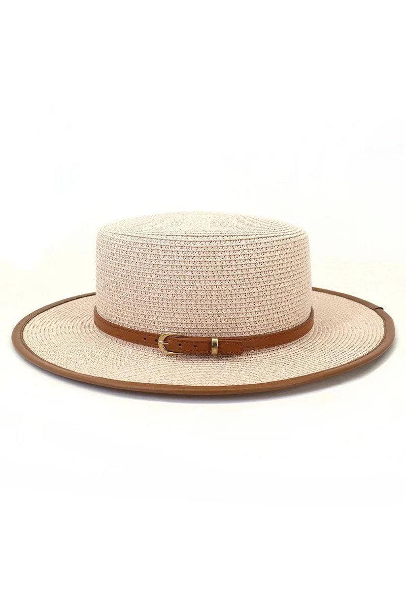 DANDY BELT FLAT BRIM FLOPPY PANAMA HAT