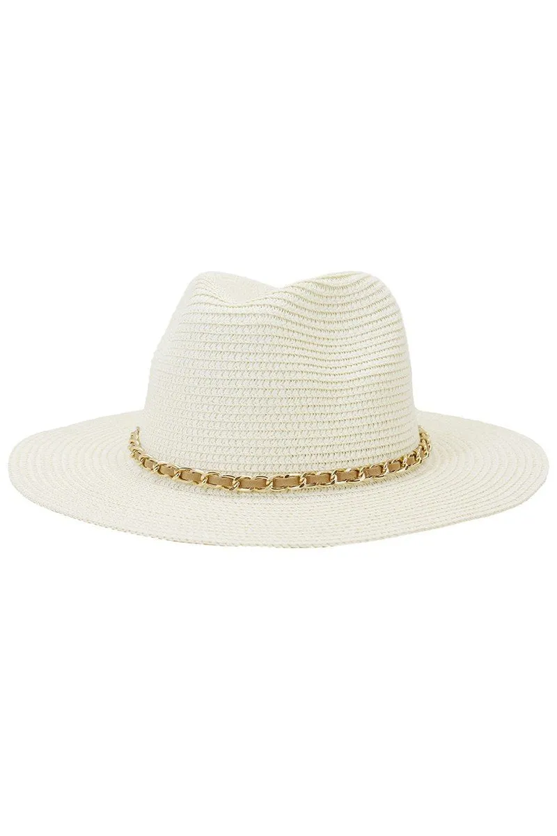 DANDY CHAIN BAND STRAW FLOPPY PANAMA HAT