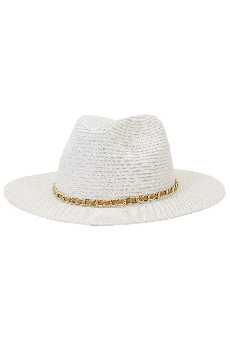 DANDY CHAIN BAND STRAW FLOPPY PANAMA HAT