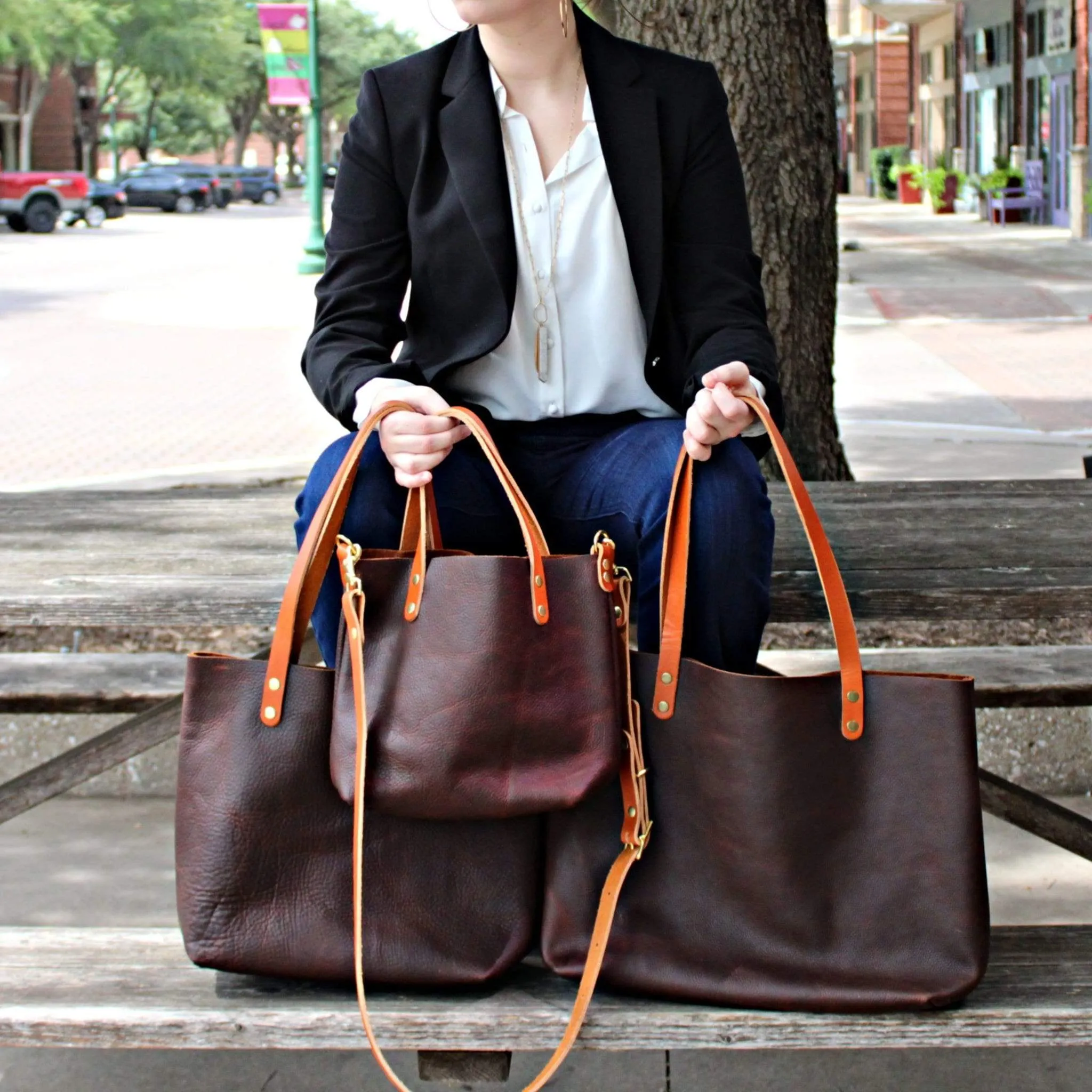 Dark Brown Leather Tote