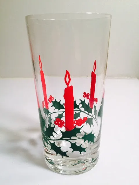 Dayton's 5 1/2" Height Christmas Candle and Holly Glasses (Set of 4)