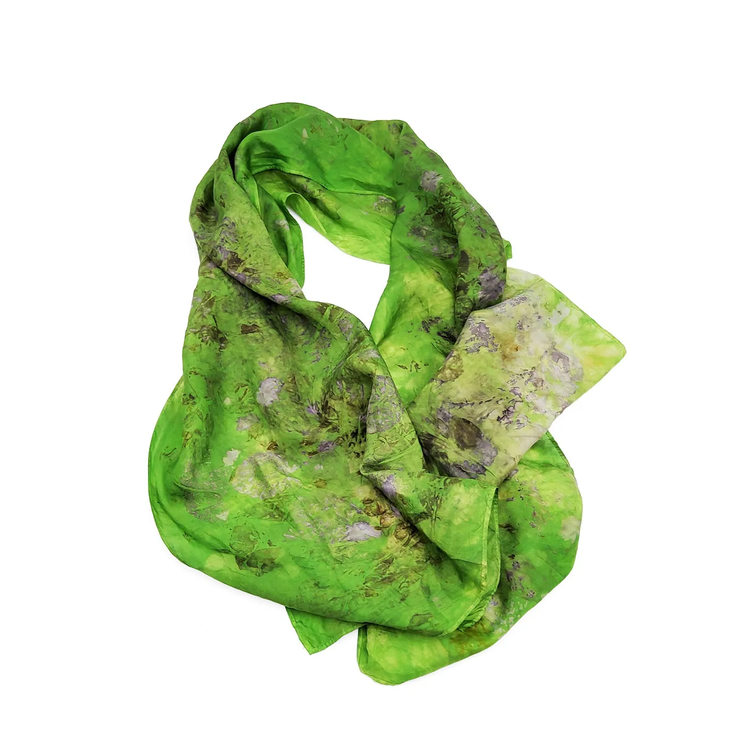 Forest Green Botanical Habotai Scarf