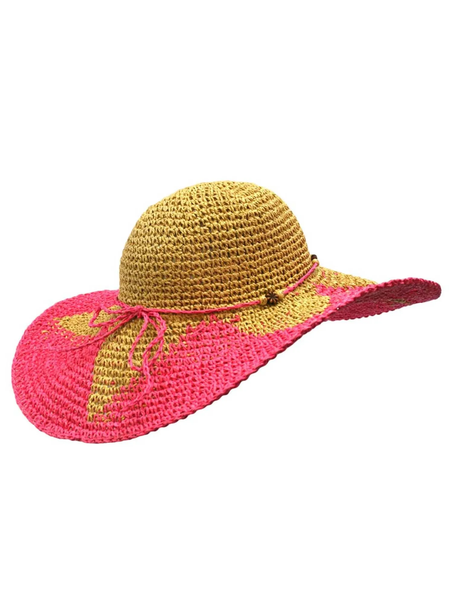 Fuchsia Wide Brim Floppy Hat With Starfish Print