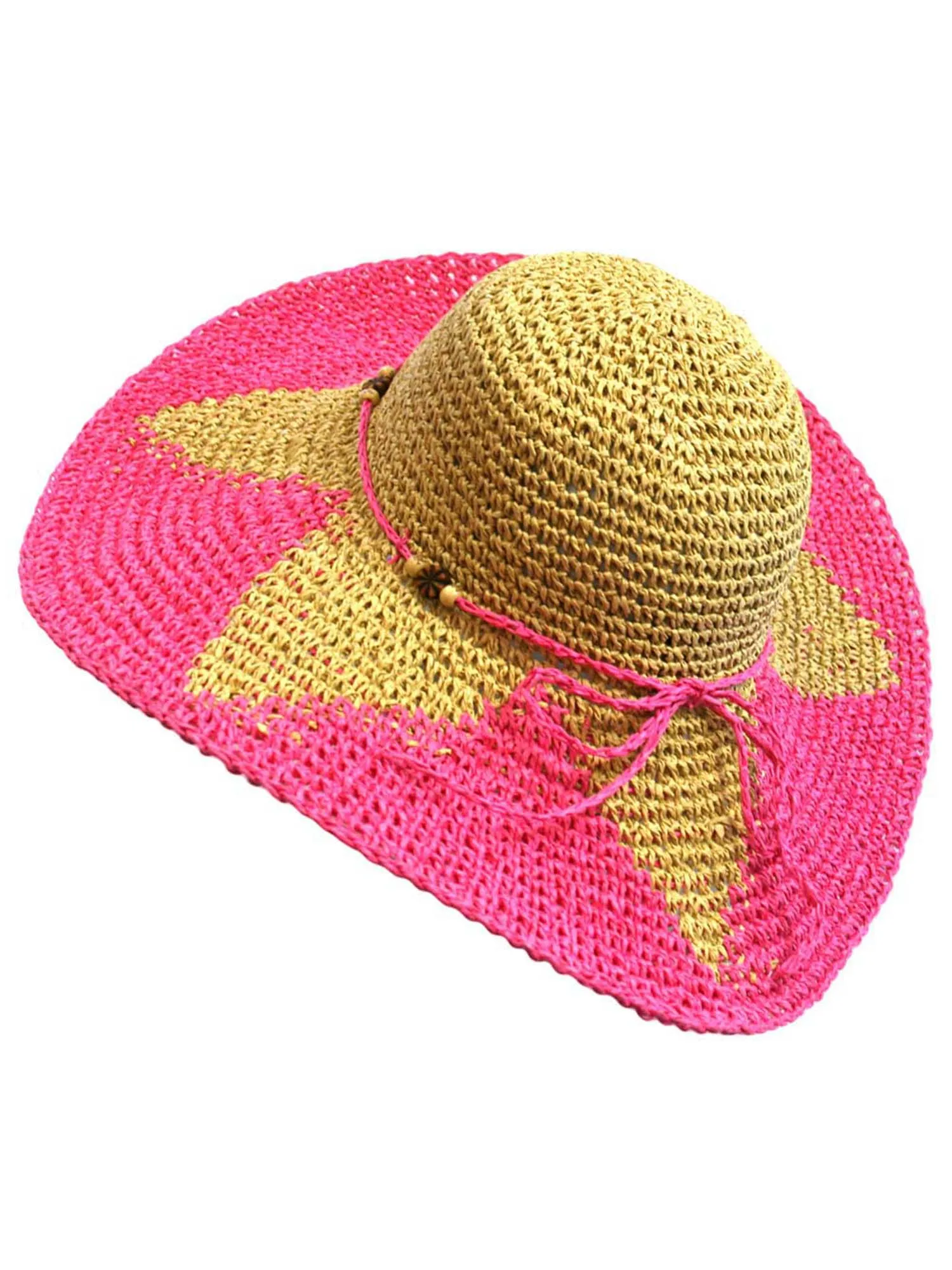 Fuchsia Wide Brim Floppy Hat With Starfish Print