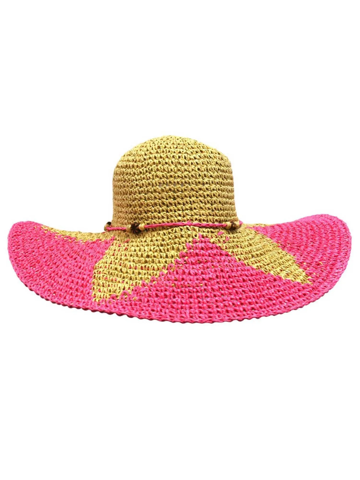 Fuchsia Wide Brim Floppy Hat With Starfish Print