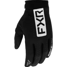 FXR  Black White Reflex MX Gloves Adjustable Breathable Mesh Stretch Secure Fit