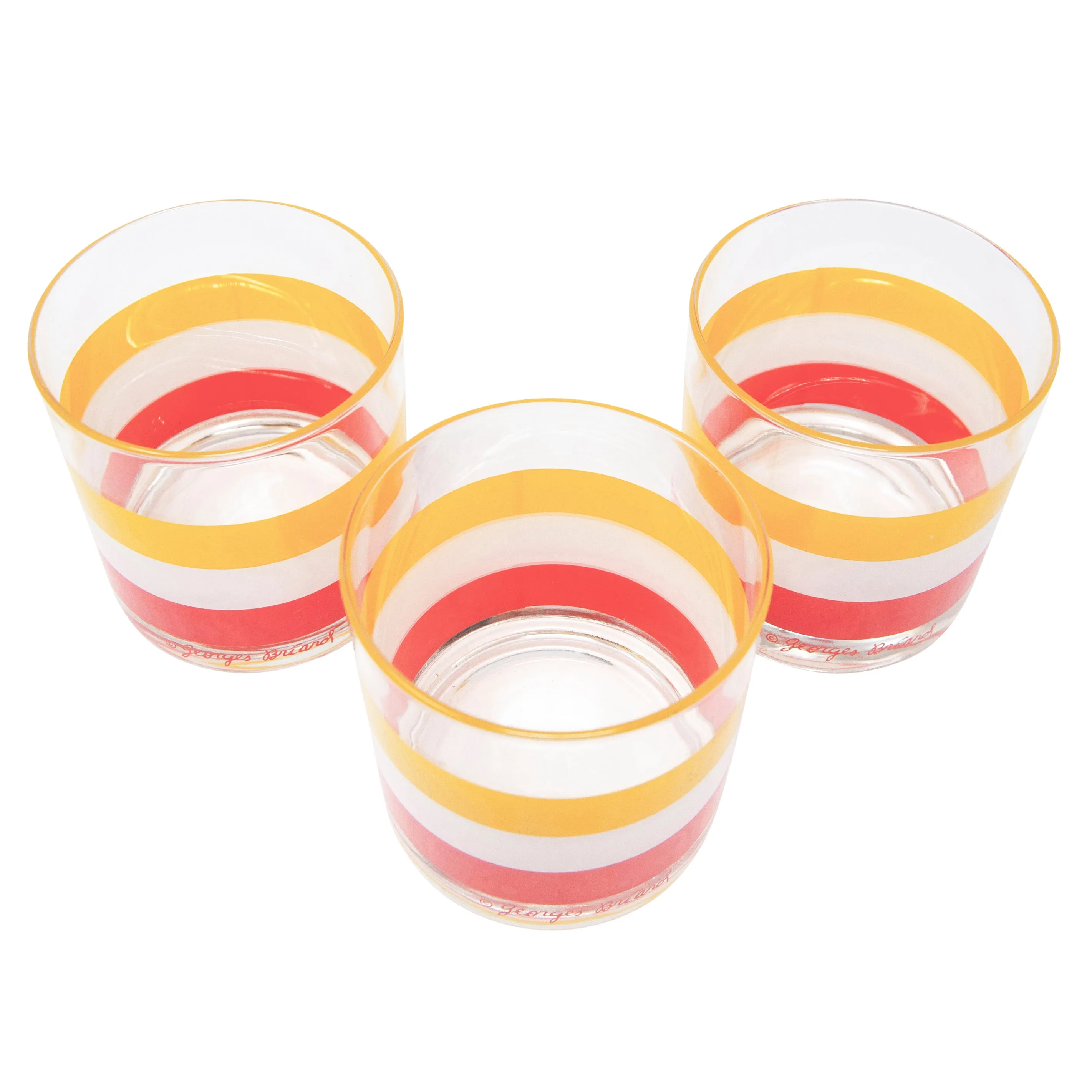 Georges Briard Yellow White Orange Cabana Rocks Glasses