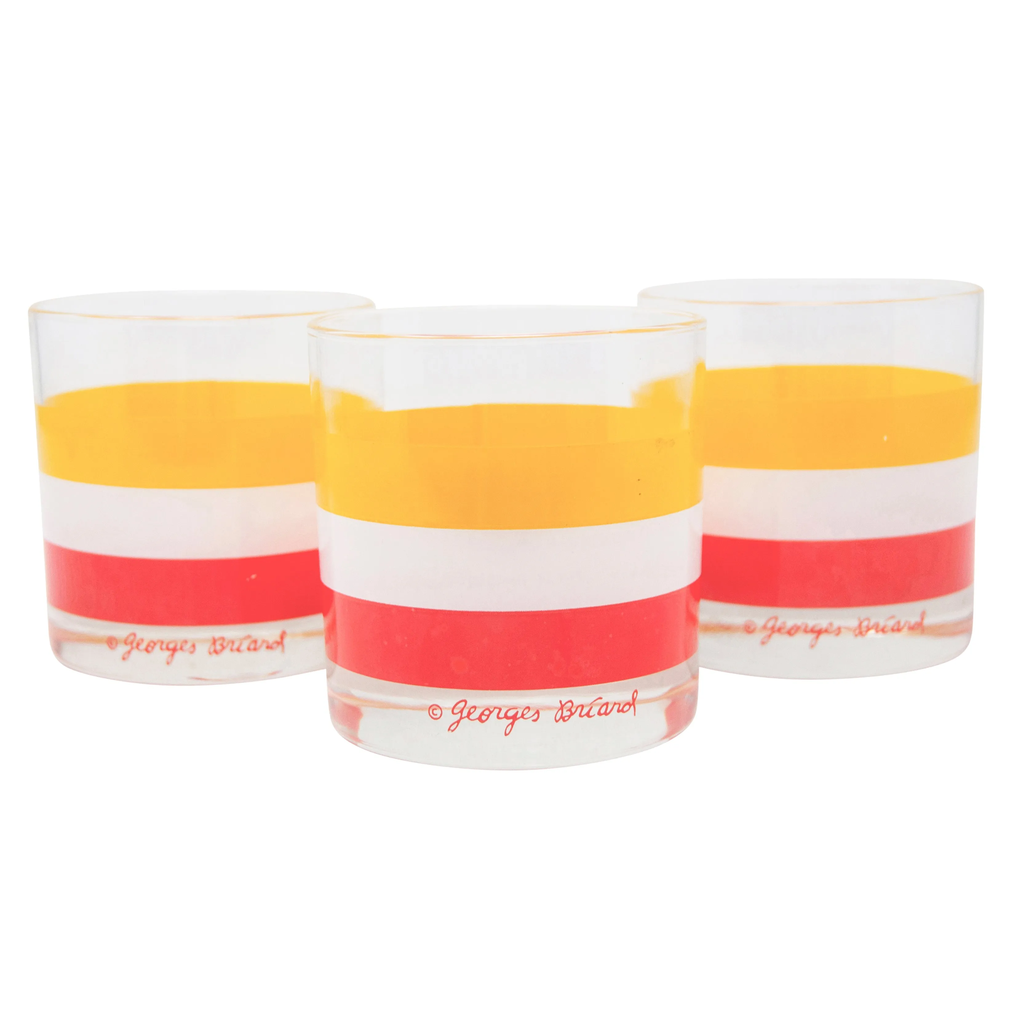 Georges Briard Yellow White Orange Cabana Rocks Glasses