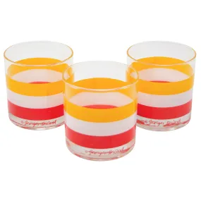 Georges Briard Yellow White Orange Cabana Rocks Glasses