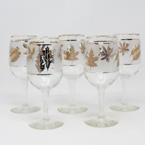 Glasses, Cocktail Stemware, Starlyte 59-W (Golden Foliage), Set of 5, Vintage