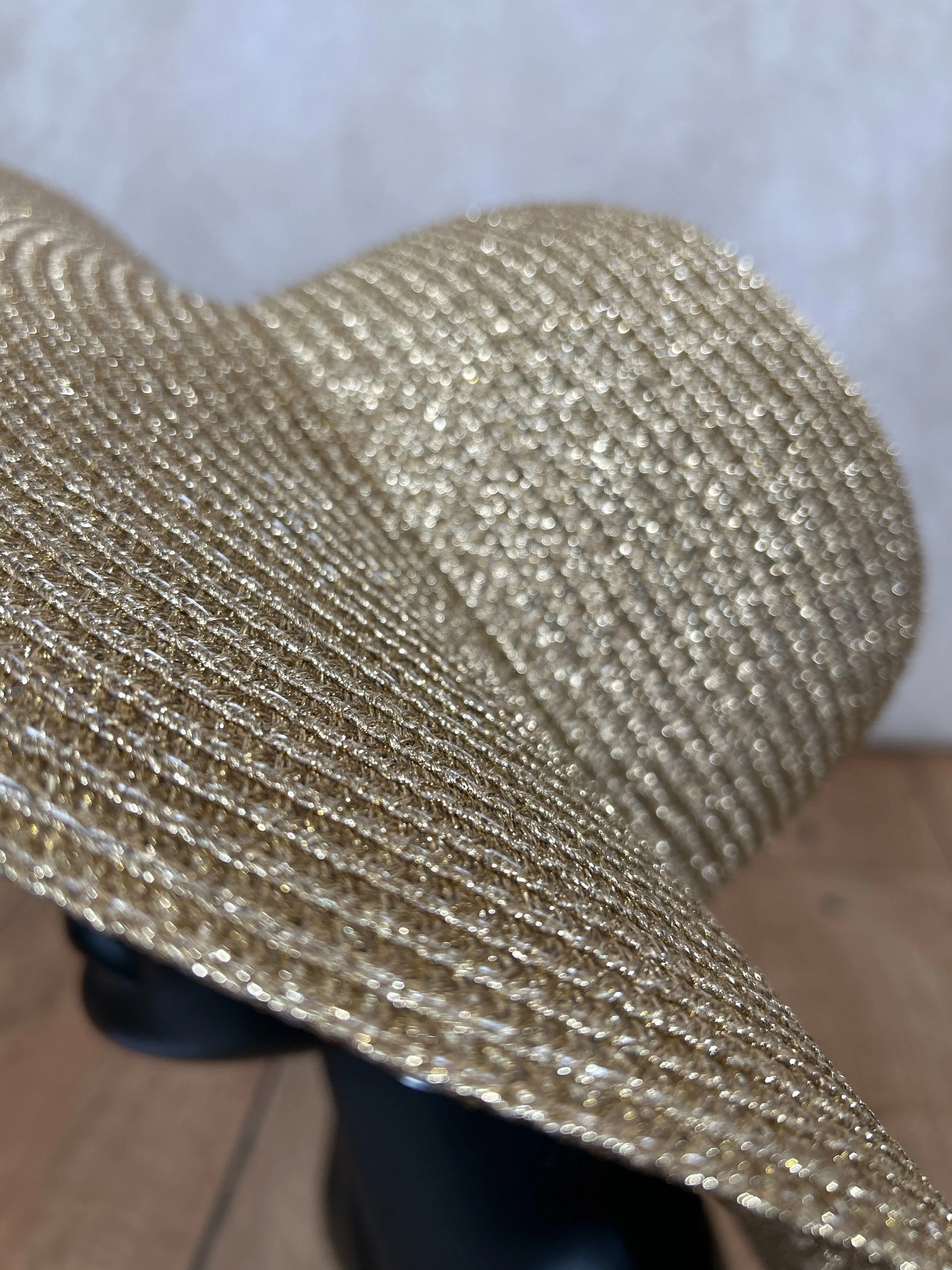 Gold Glitter Straw Hat