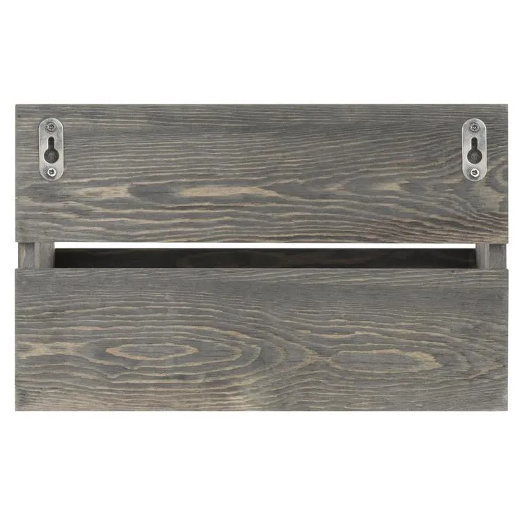 Gray Wood Entryway Mail Organizer with 4 Hooks