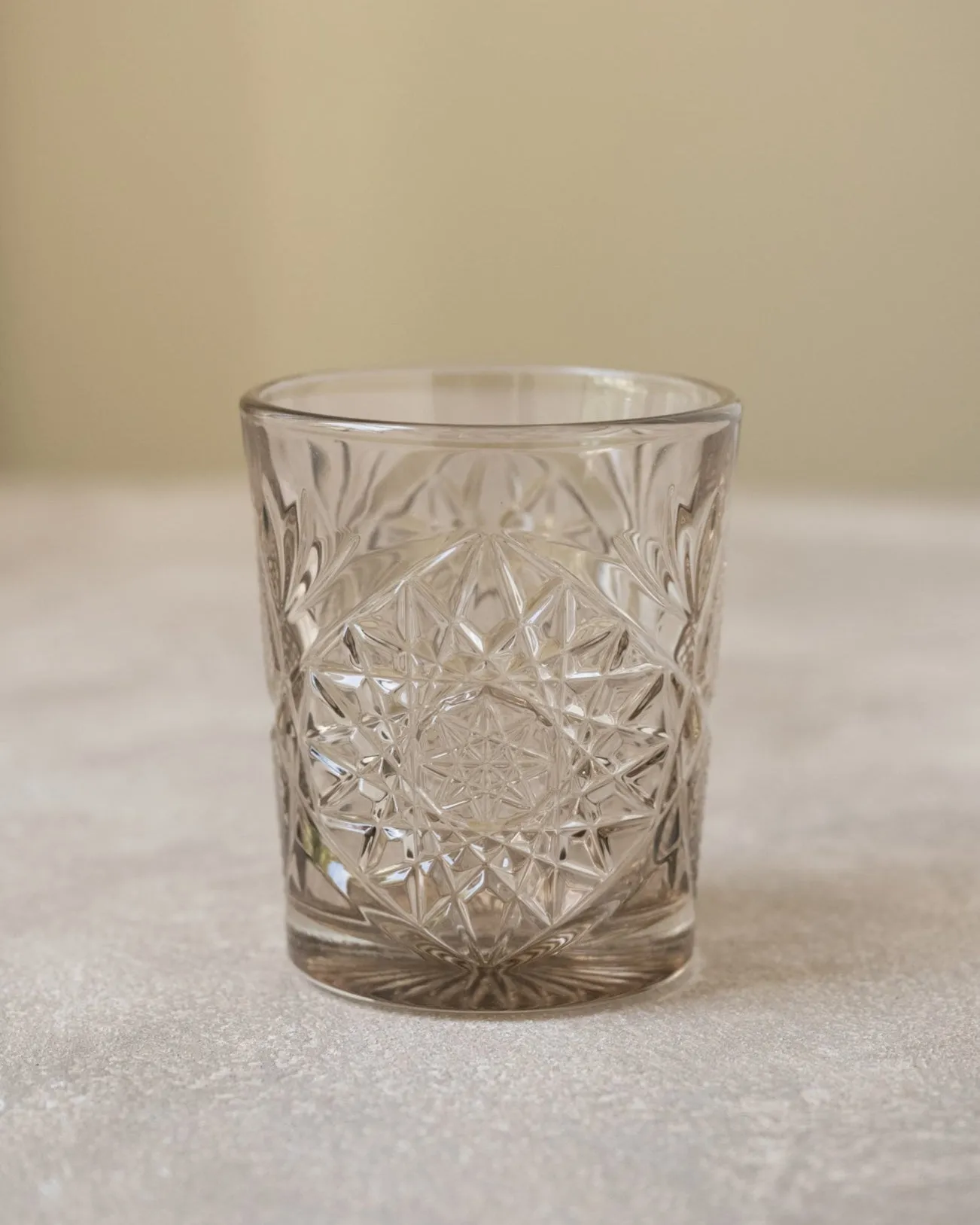 Hobstar Tumbler Glass Tender Taupe