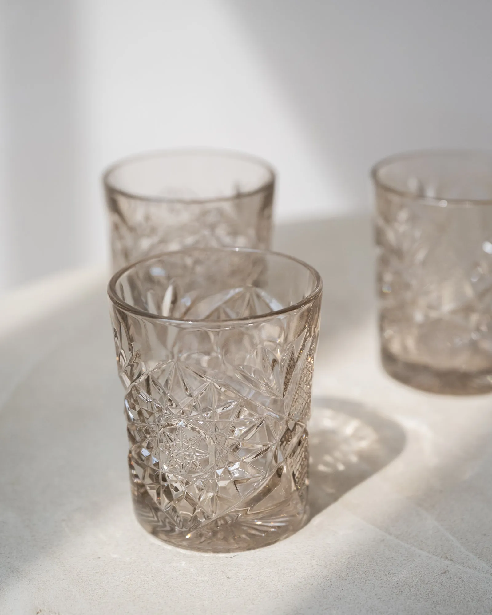 Hobstar Tumbler Glass Tender Taupe