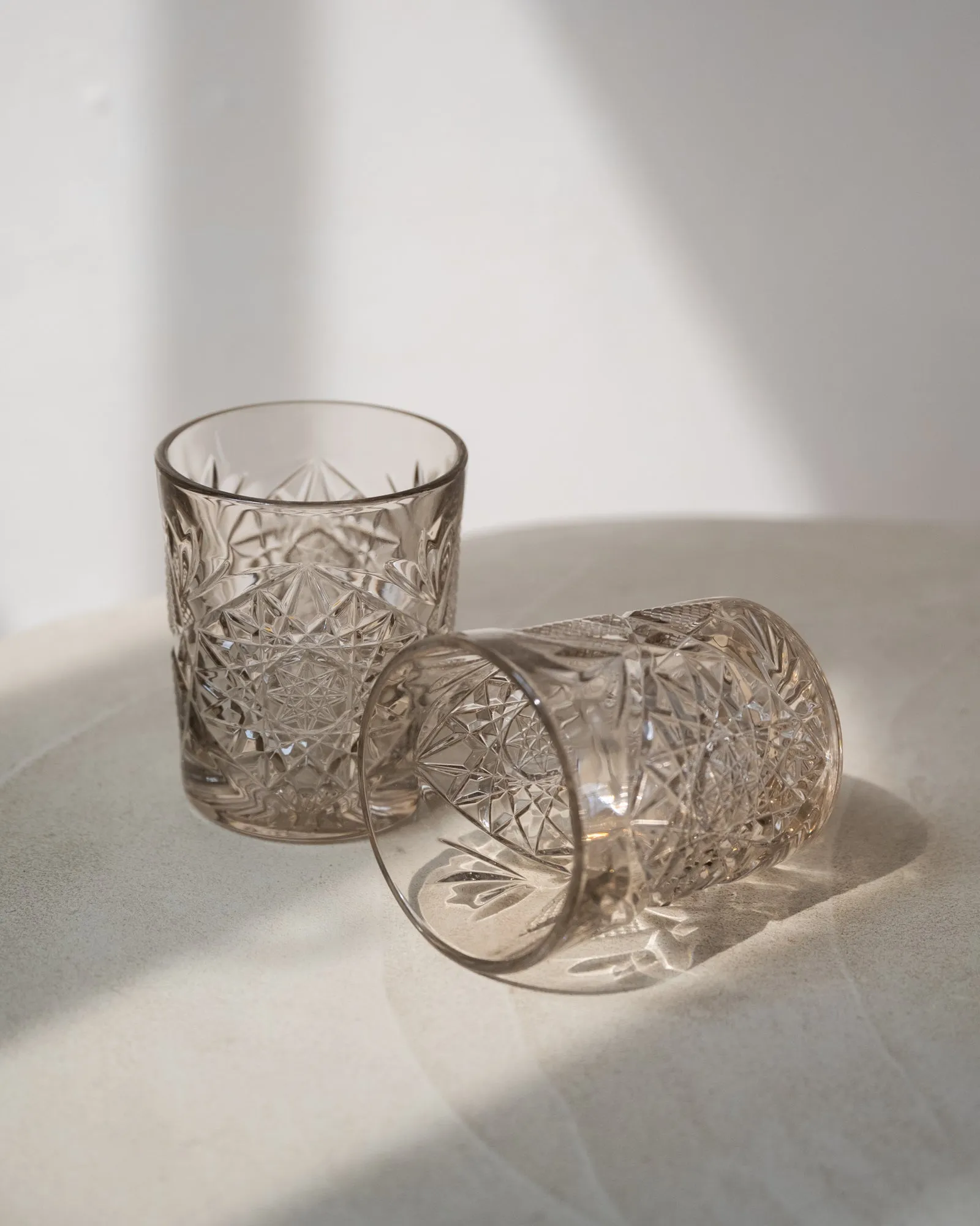 Hobstar Tumbler Glass Tender Taupe