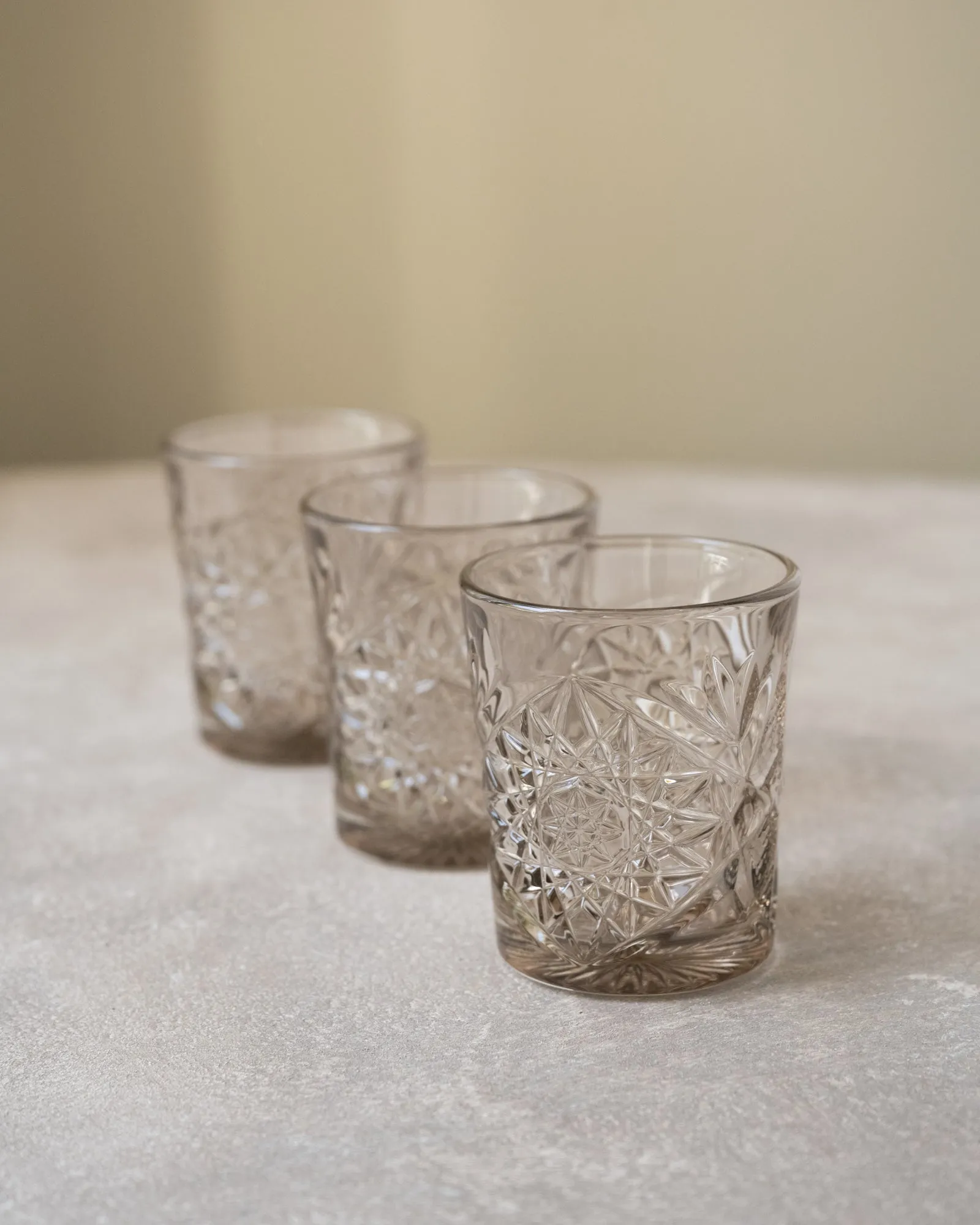 Hobstar Tumbler Glass Tender Taupe