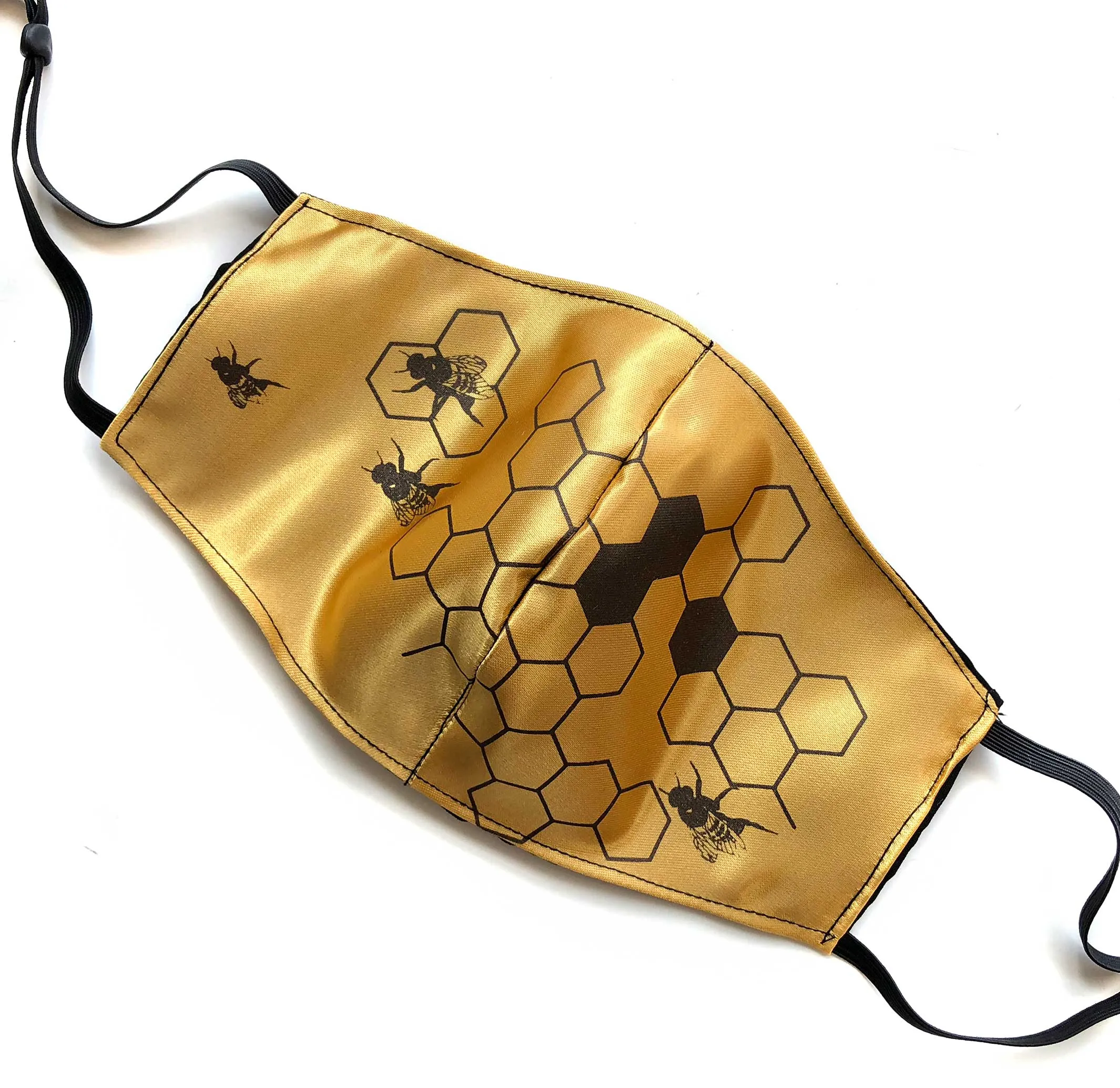 Honeybee Face Mask, Bees & Hive adjustable fabric face cover