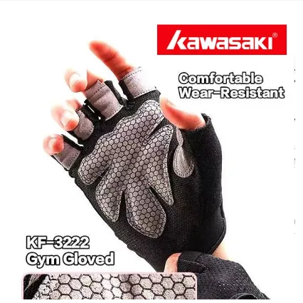 Kawasaki gloves finger protection, weight lifting KF-3222-black/grey