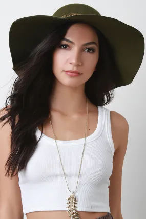 Layered Chain Felt Floppy Hat