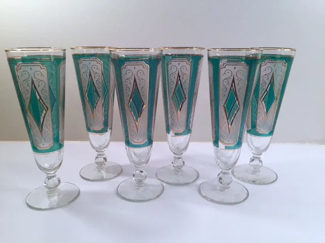 Libbey Mid-Century Emerald Champagne/ Pilsner Glasses (Set of 6)