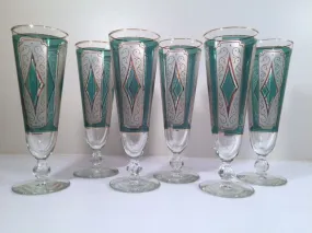 Libbey Mid-Century Emerald Champagne/ Pilsner Glasses (Set of 6)