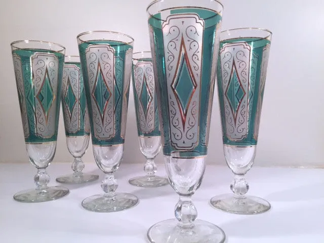 Libbey Mid-Century Emerald Champagne/ Pilsner Glasses (Set of 6)