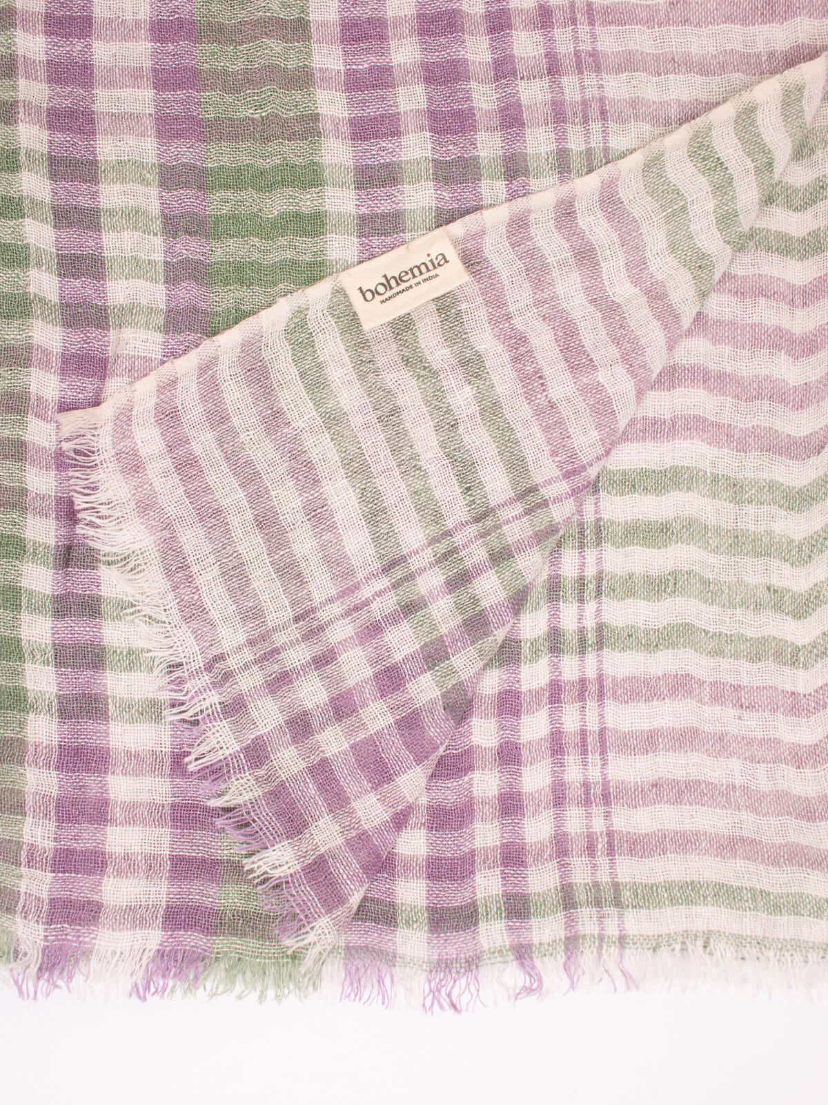 Linen Scarf, Sage and Lilac Check