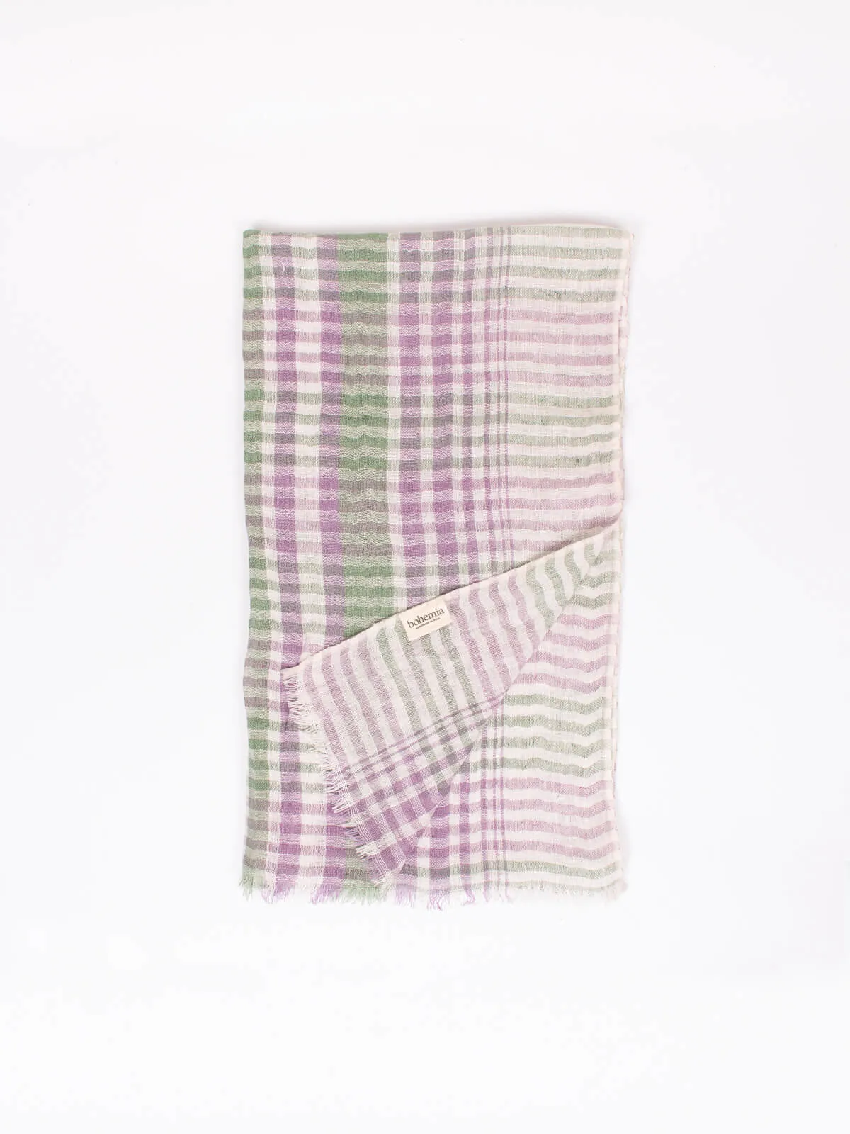 Linen Scarf, Sage and Lilac Check